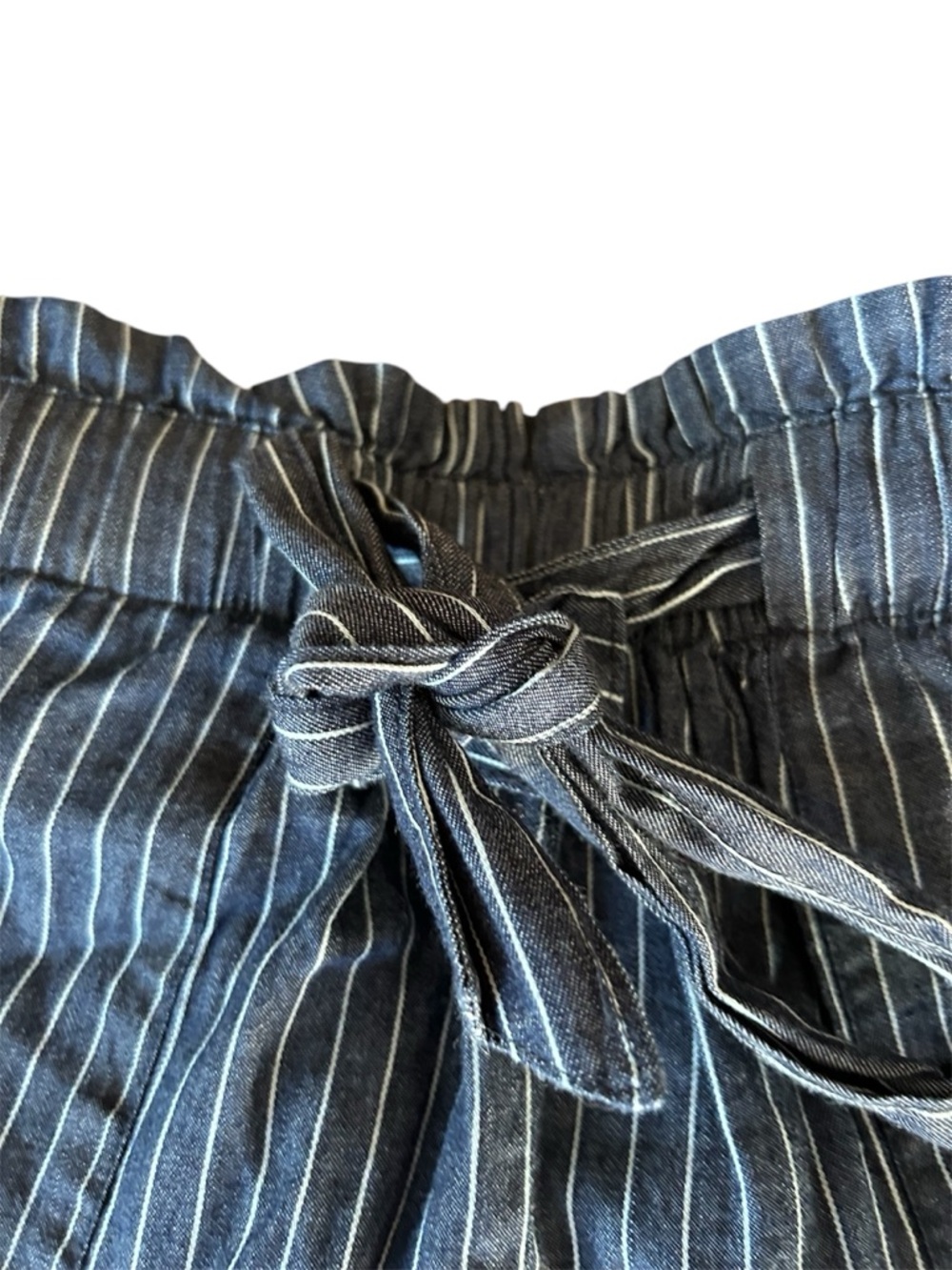 NWT Mi Ami - Blue & White Striped Paper Bag Shorts High Waisted Belted Size S - Picture 2 of 4